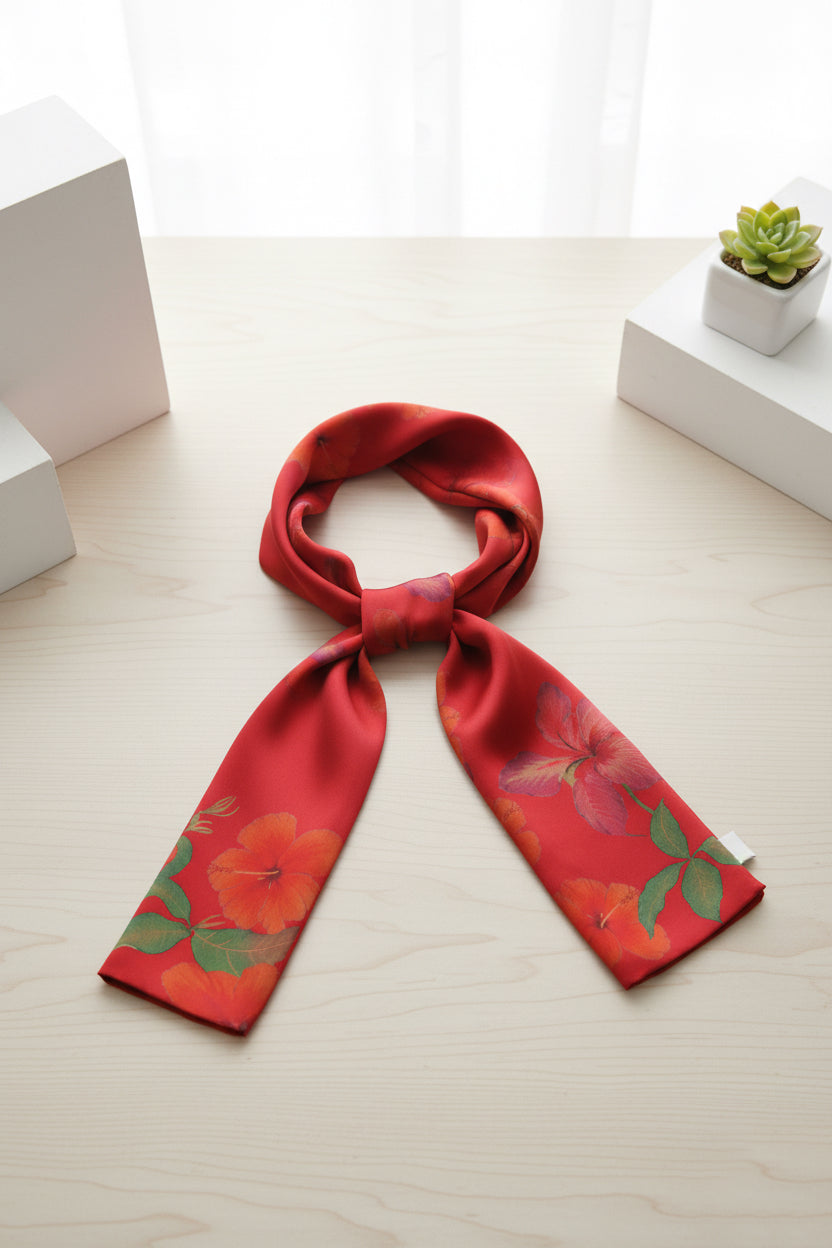 Pre-Dye Printed Xiangyun Silk Scarf – Handmade Oriental Floral Art, Natural Plant-Dyed Heritage Wrap