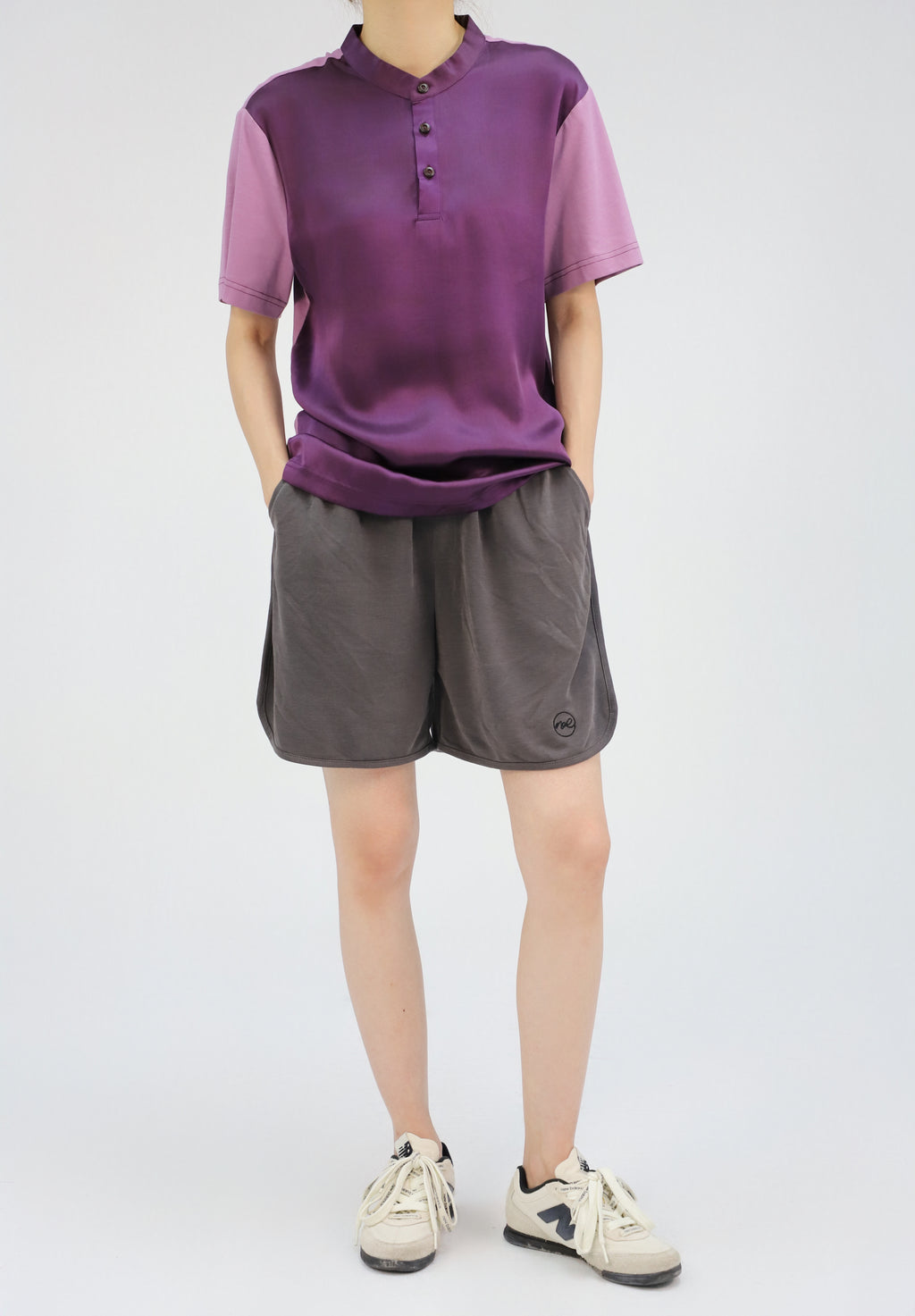 【Unisex】【Limited 26pcs】Xiangyun Silk Patchwork Mandarin Collar Tee