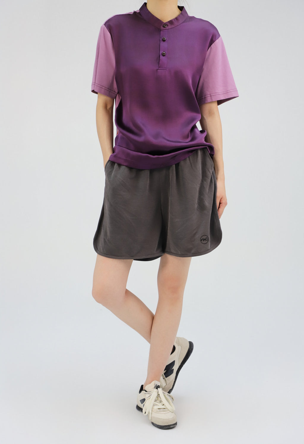 【Unisex】【Limited 26pcs】Xiangyun Silk Patchwork Mandarin Collar Tee