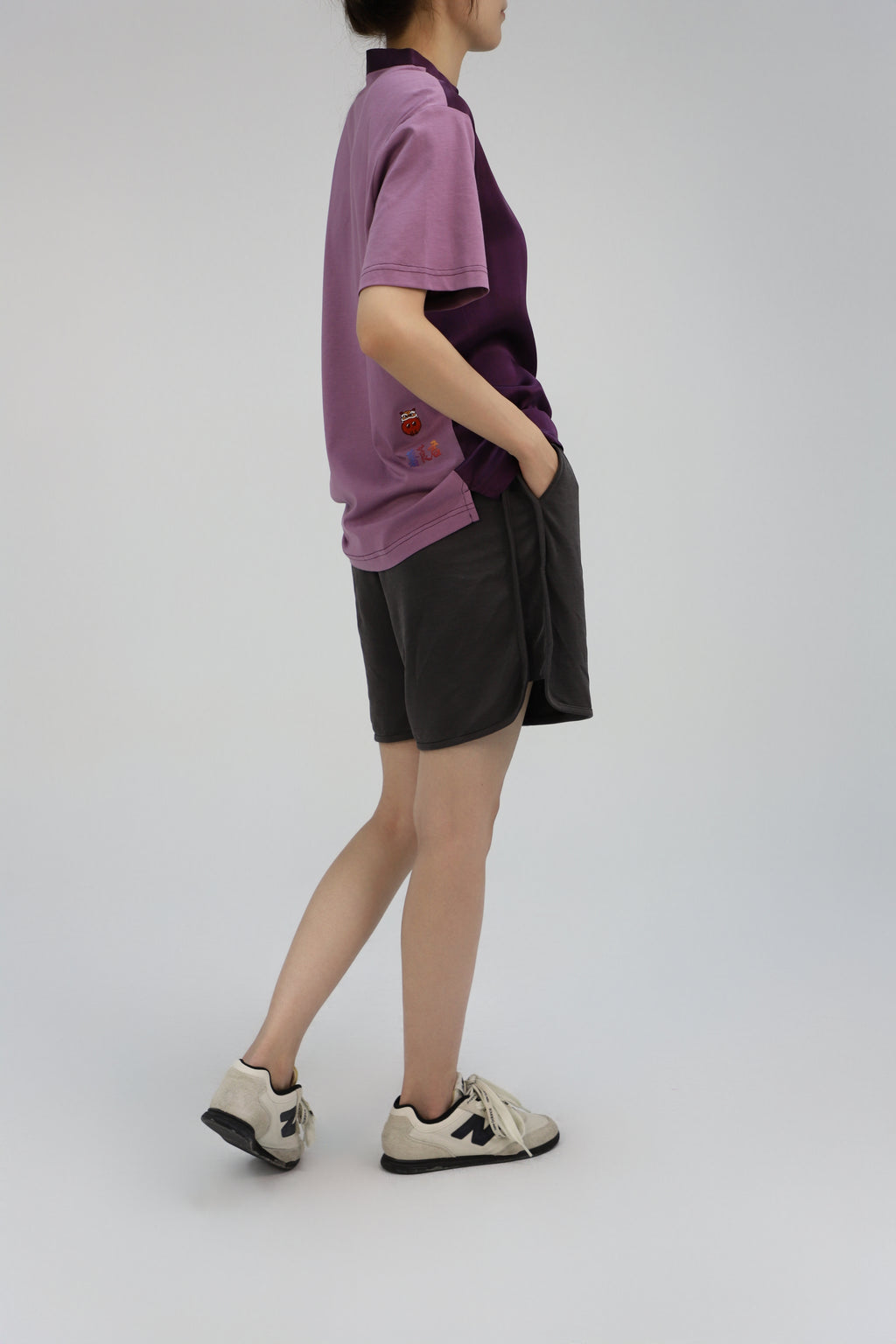 【Unisex】【Limited 26pcs】Xiangyun Silk Patchwork Mandarin Collar Tee