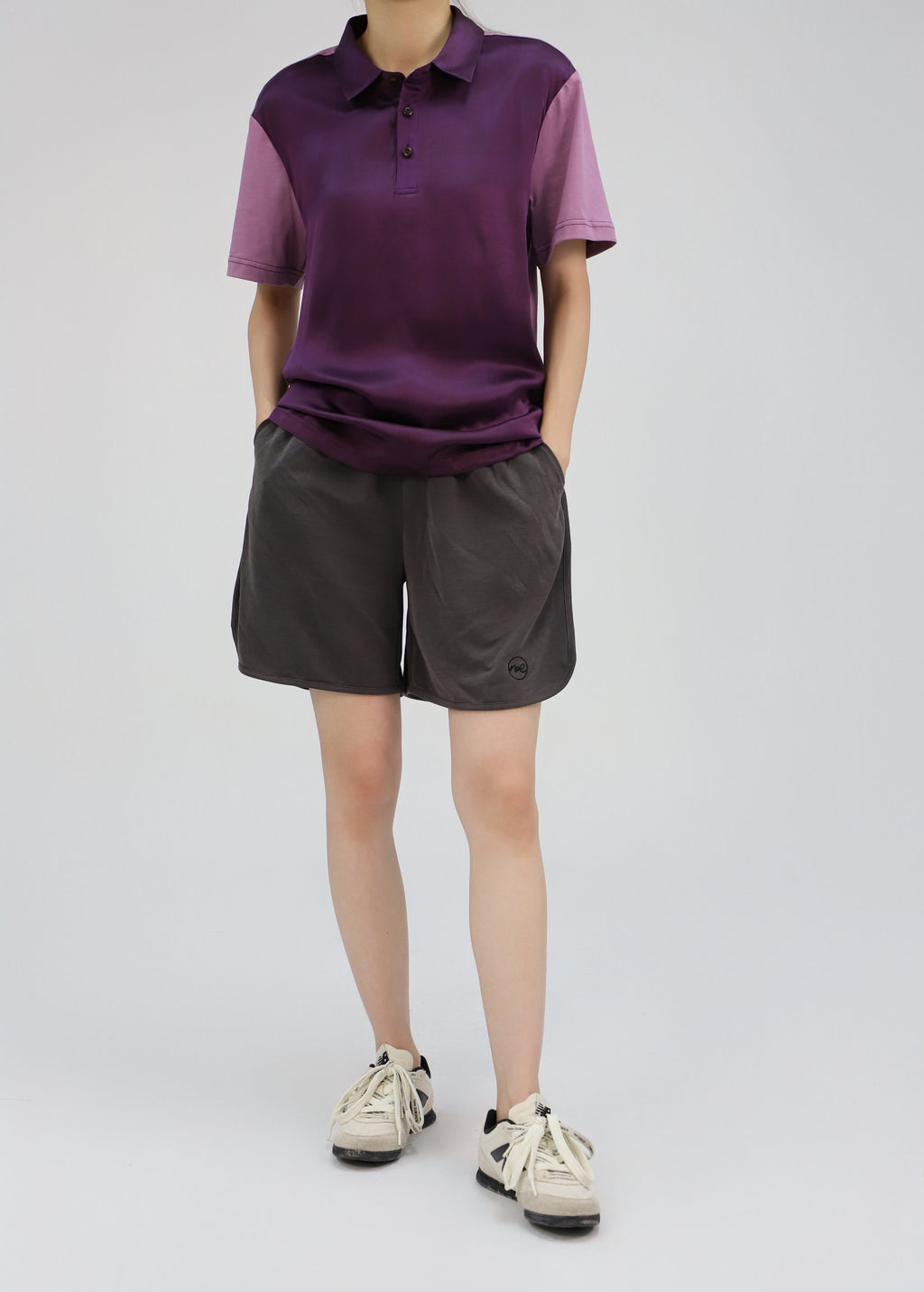 【Unisex】【Limited 17pcs】Xiangyun Silk × Cotton Color-block Short Sleeve Polo