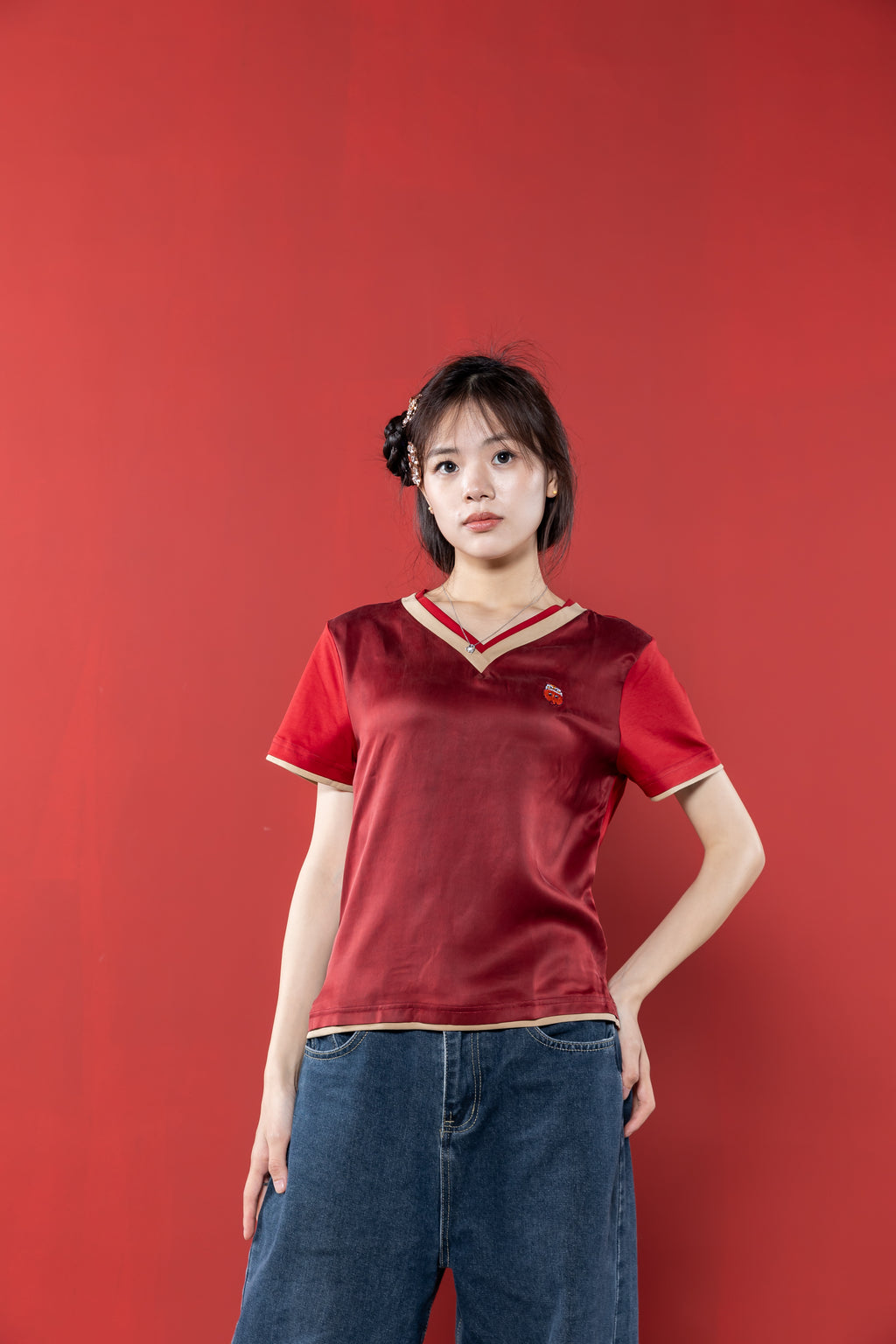 【Limited 65pcs】Xiangyun Silk × Cotton Women’s Embroidery Tee