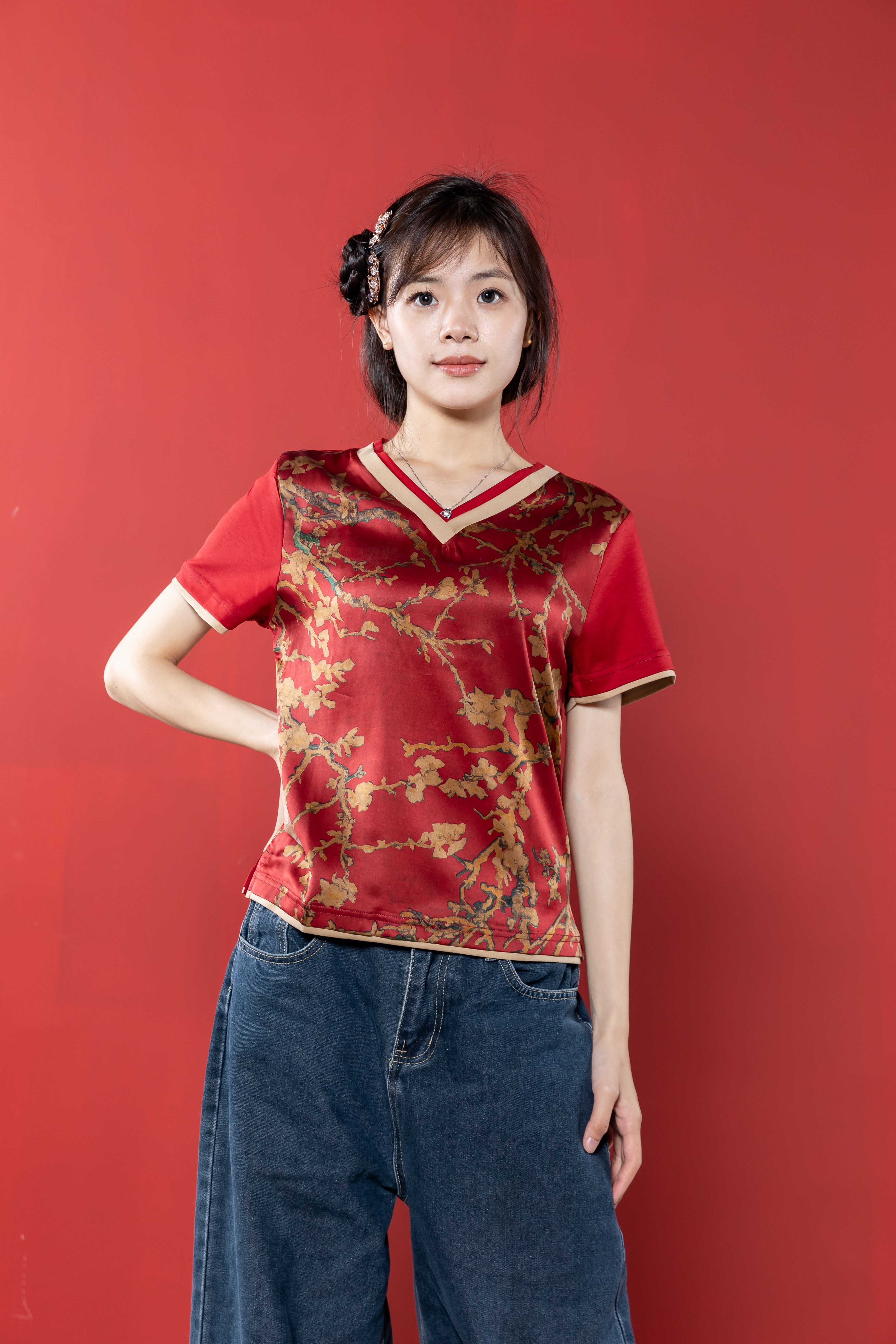 【Limited 65pcs】Xiangyun Silk × Cotton Women’s Embroidery Tee