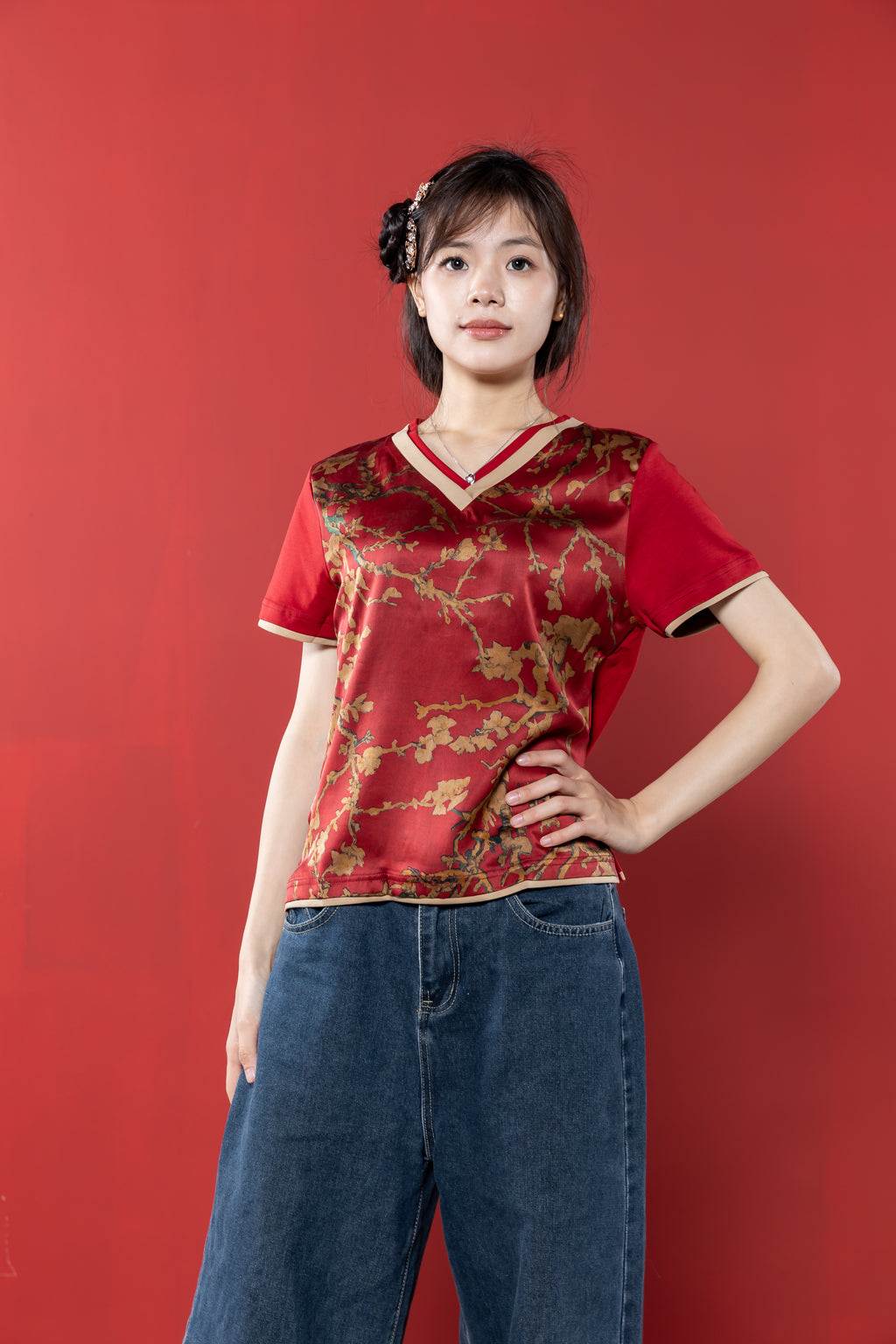 【Limited 65pcs】Xiangyun Silk × Cotton Women’s Embroidery Tee
