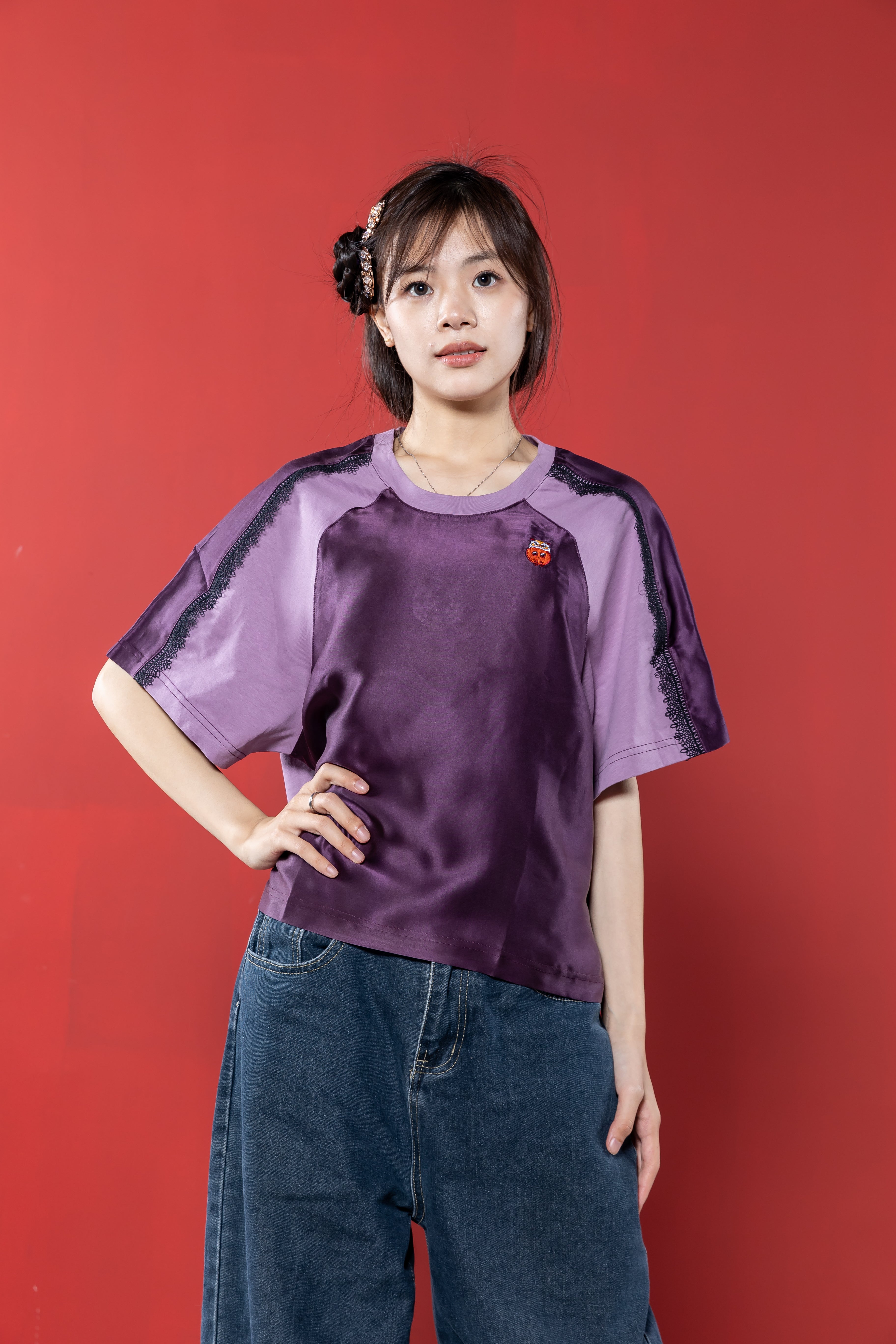 【Limited 16pcs】Xiangyun Silk Patchwork Lace Top