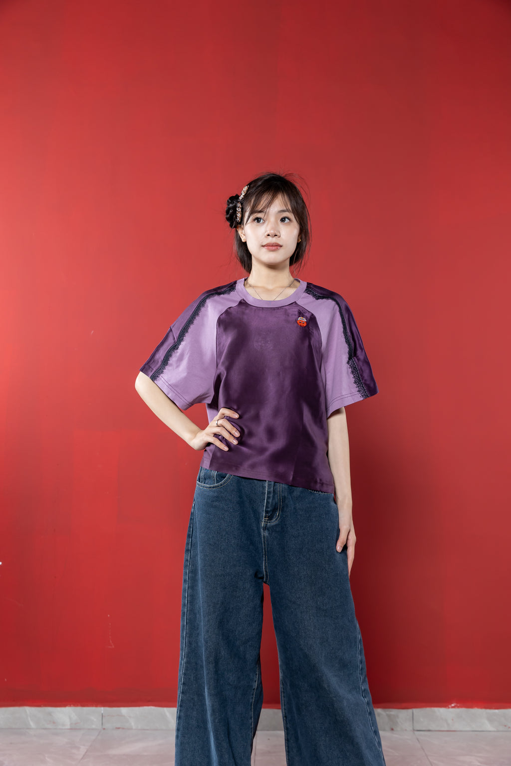【Limited 16pcs】Xiangyun Silk Patchwork Lace Top