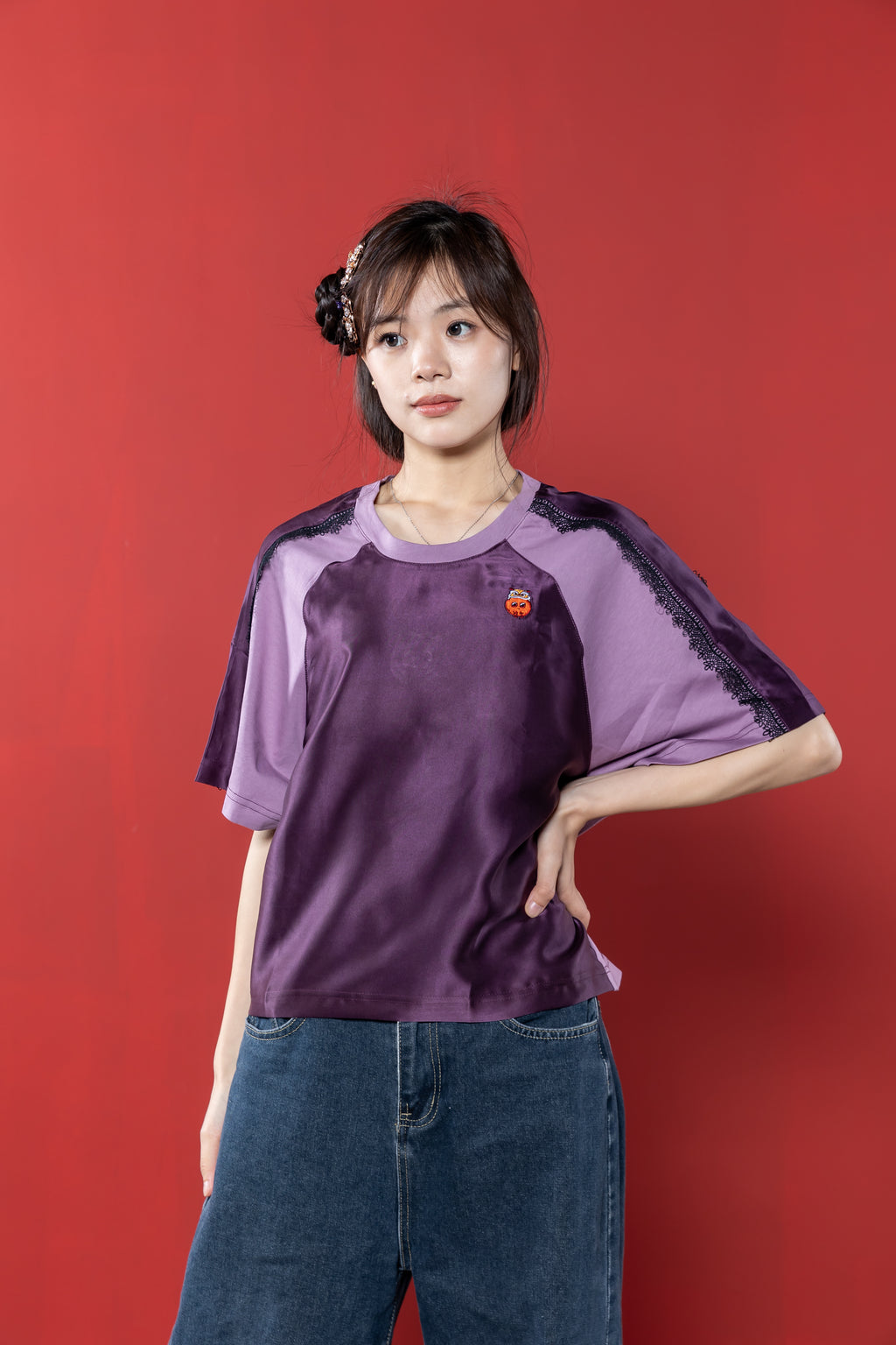 【Limited 16pcs】Xiangyun Silk Patchwork Lace Top